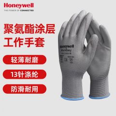 霍尼韦尔通用劳保手套PU涂层薄款透气耐磨防滑工作男女通用