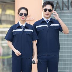 佰特 夏季短袖 藏青色  工作服套装男工装上衣透气薄款短袖汽修服工人劳保服定制耐磨